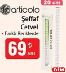 ARTİCOLO ŞEFFAF CETVEL 20 CM fiyat ve kampanya bilgisi